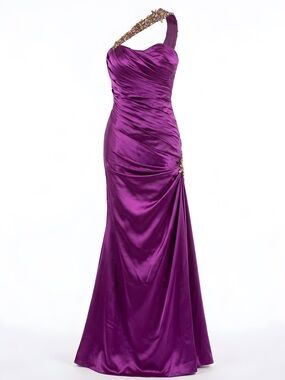 Maggie Sottero Vibrant Vintage Magenta One-Shoulder Evening Gown